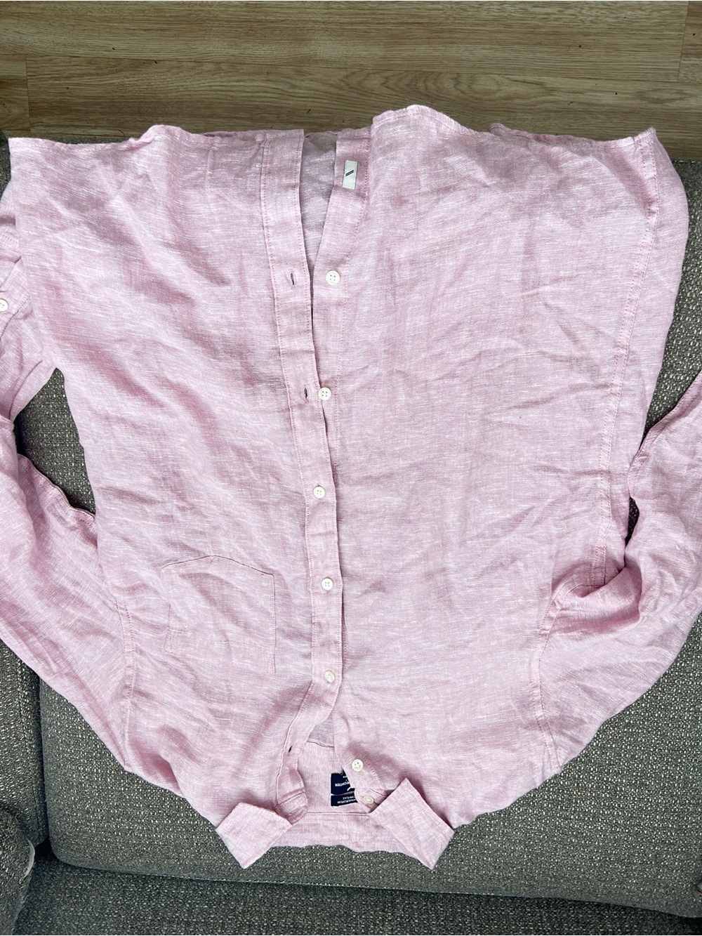 Daniel Hechter Men's Pale Pink Linen Button-Down Shirt